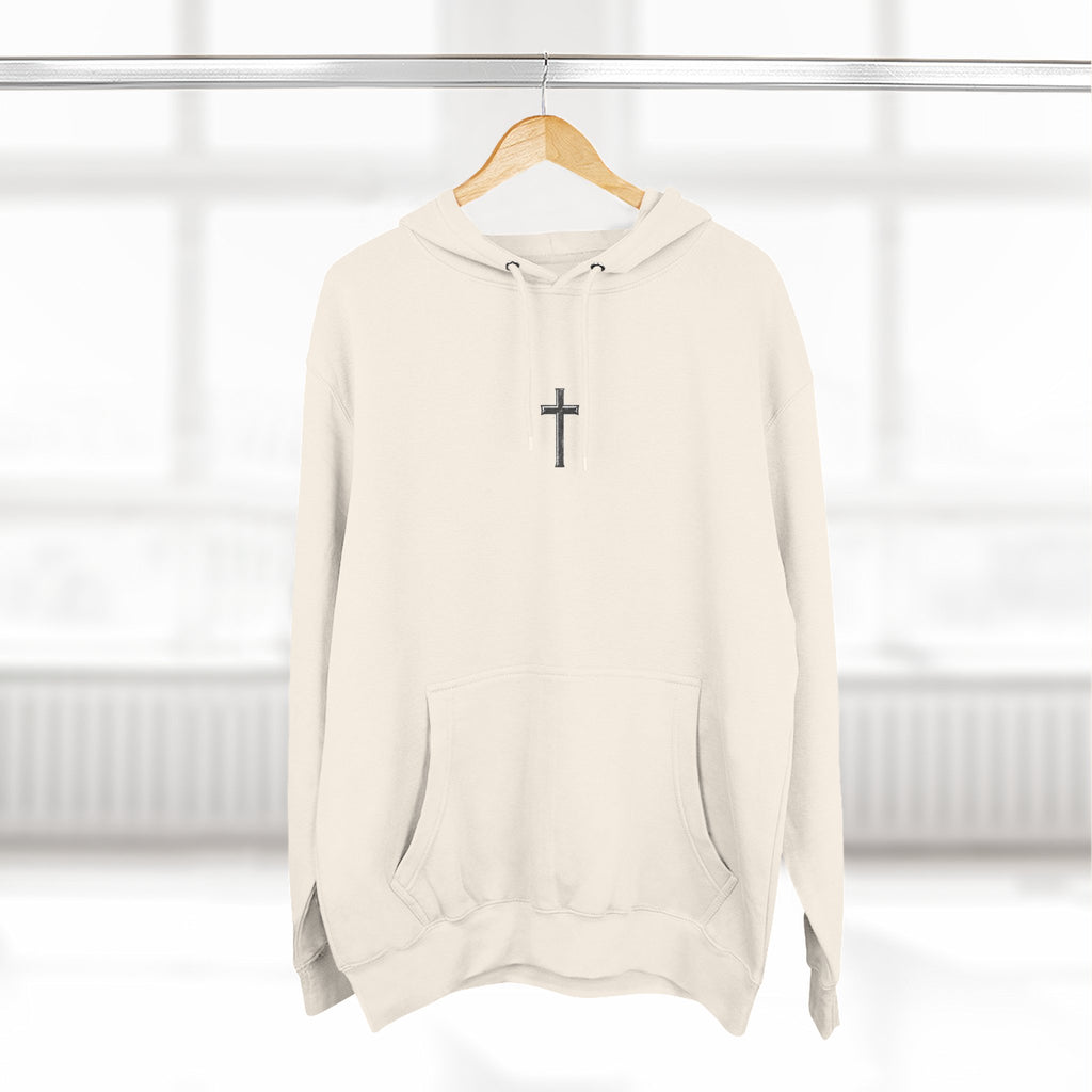 Matthew 5:11 Cross Hoodie — Christian Faith Pullover with Scripture Back Print