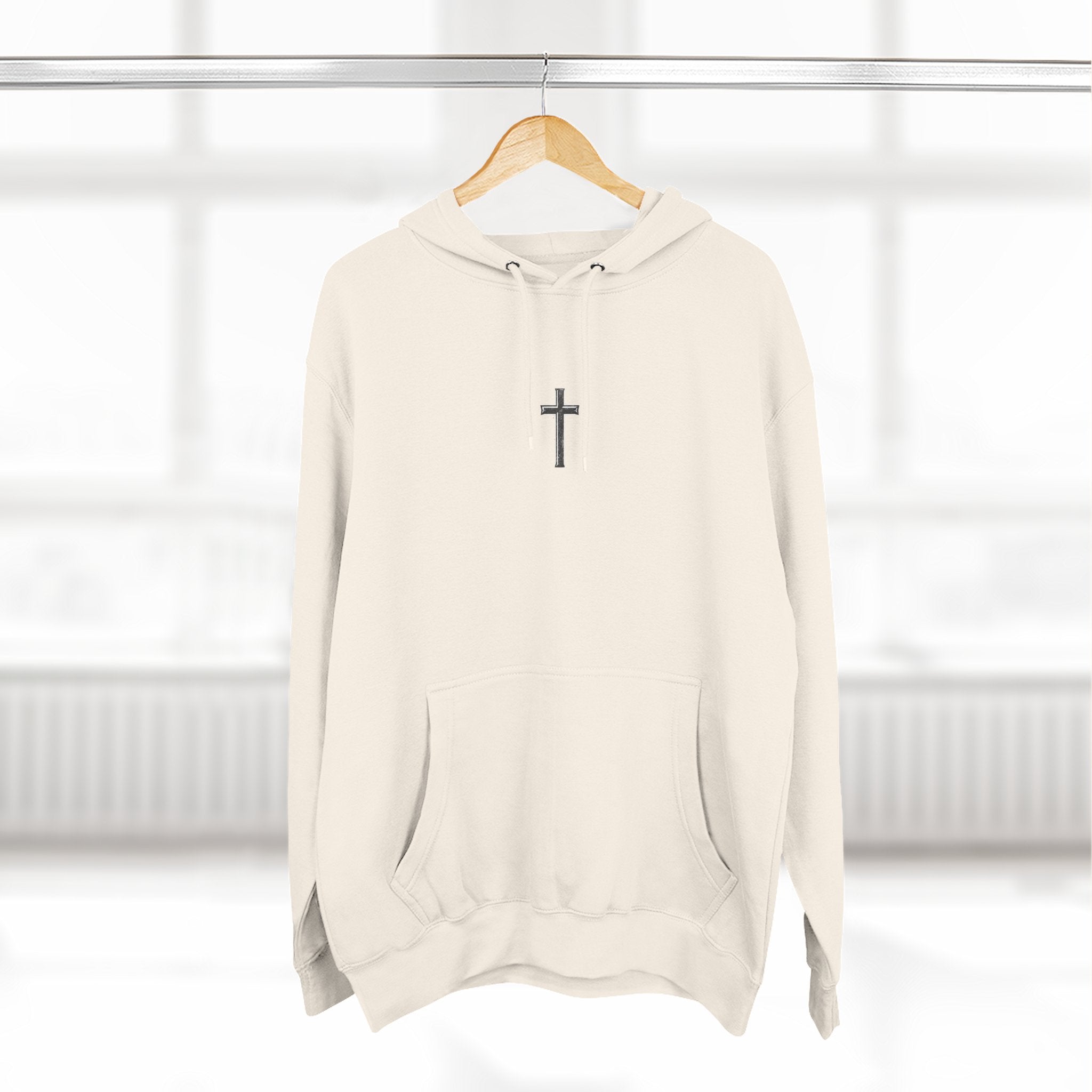 Matthew 5:11 Cross Hoodie — Christian Faith Pullover with Scripture Back Print