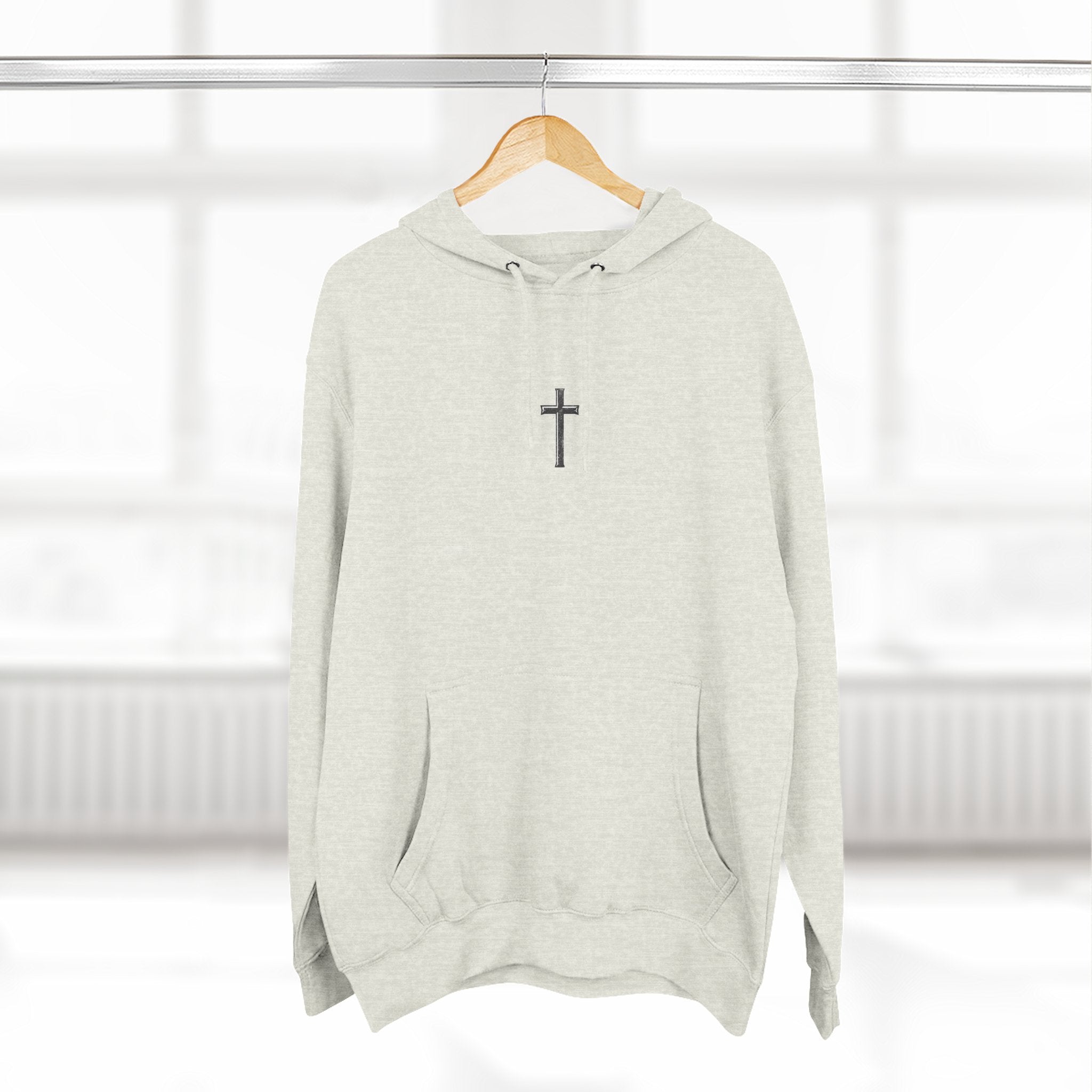 Matthew 5:11 Cross Hoodie — Christian Faith Pullover with Scripture Back Print