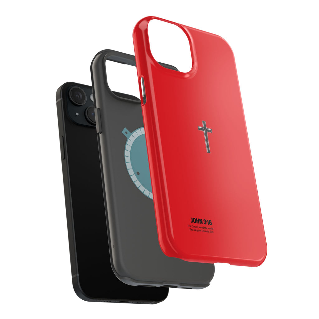 3:16 Cross Magnetic Impact-Resistant Phone Case Red