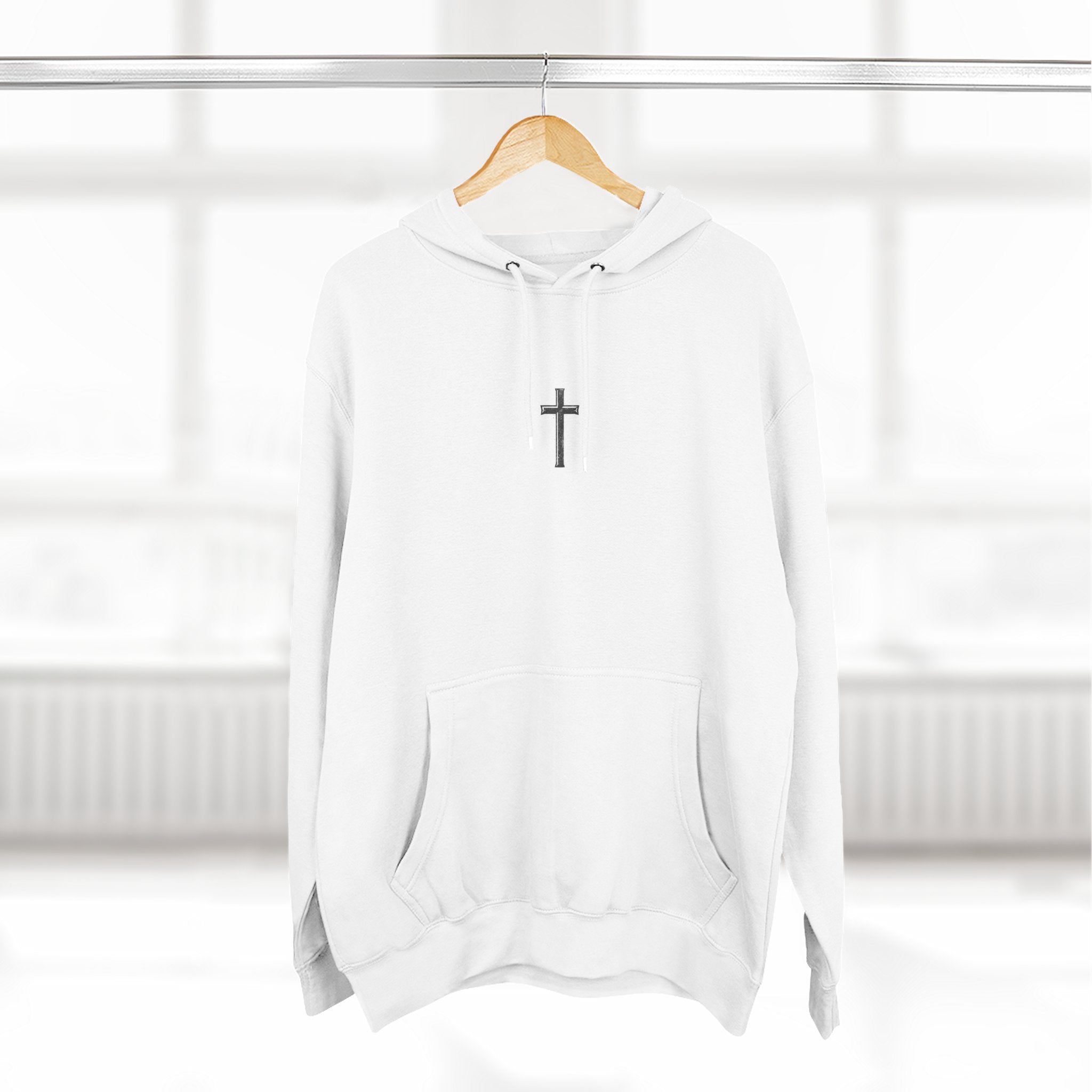 Matthew 5:11 Cross Hoodie — Christian Faith Pullover with Scripture Back Print