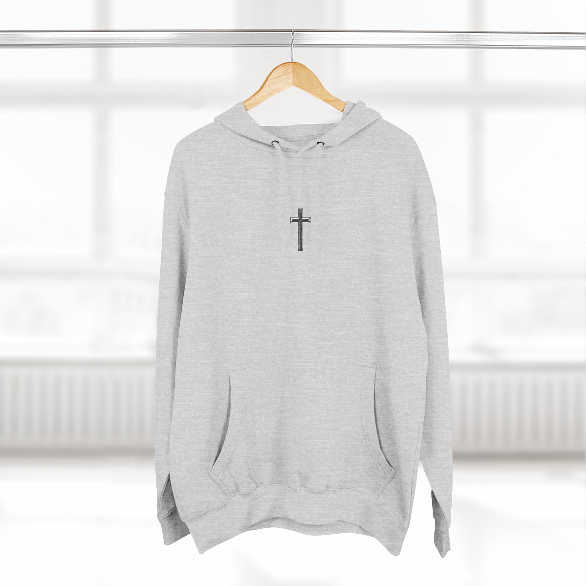 Matthew 5:11 Cross Hoodie — Christian Faith Pullover with Scripture Back Print