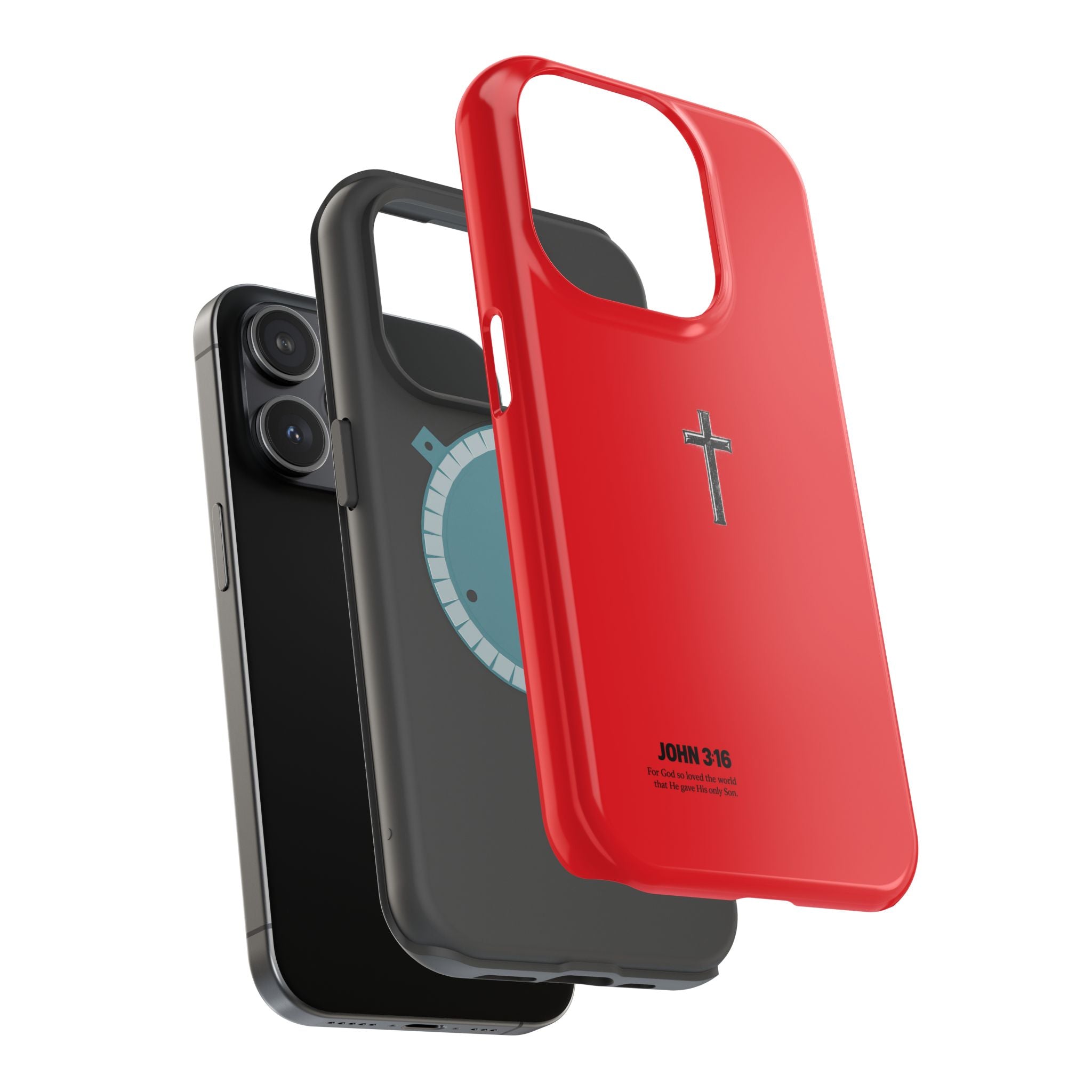3:16 Cross Magnetic Impact-Resistant Phone Case Red