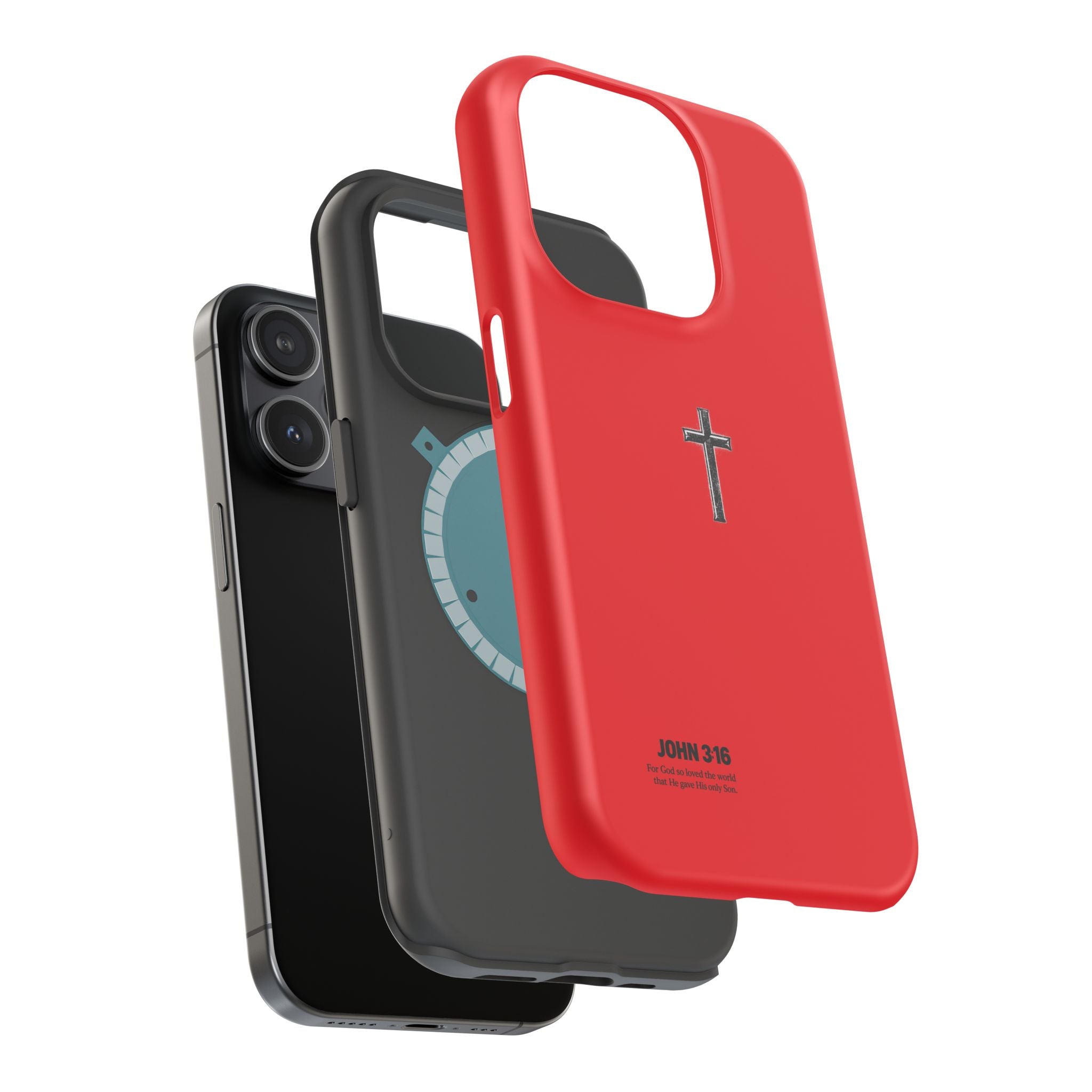 3:16 Cross Magnetic Impact-Resistant Phone Case Red
