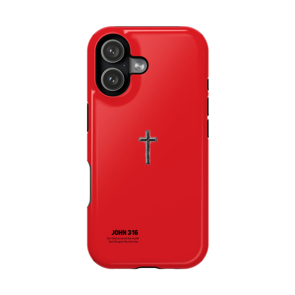 3:16 Cross Magnetic Impact-Resistant Phone Case Red